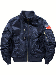 Warme Bomber Taktische Outdoorjacke Mit Stehkragen Für Herren | Perfekt für Outdoor-Aktivitäten – Dunkelblau
