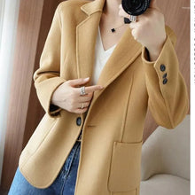 Tiberius | Herbst- und Winterverdickter Tweed Damen Blazer – Braun