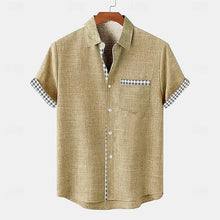 Jhon | Herren hemd Kurzarm Gingham-Kontrast Sommer – Khaki