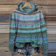 Linde | Retro-inspirierter Pullover mit Kapuze – Blau