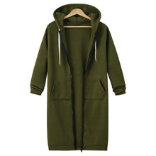 Klassische Lange Damen Strickjacke - Weich & Warm – Armeegrün