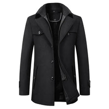 Eleganter Herrenmantel aus Wollmischung mit hohem Kragen – Schwarz