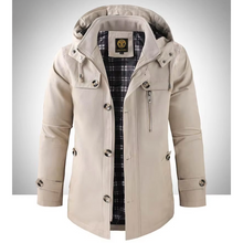 Herren Wintermantel Lang - Wasserdicht mit Kapuze und Praktischen Taschen – Beige