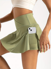 ActiveCharm™ – Eleganter Damen Sportrock mit integrierten Shorts – Armeegrün
