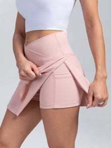 ActiveCharm™ – Eleganter Damen Sportrock mit integrierten Shorts – Hellrosa