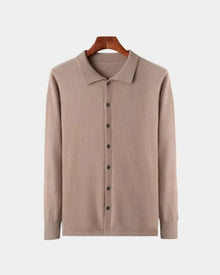 Adam | Herren Polo-Strickjacke – Gestrickte Polo Cardigan Herren – Camel