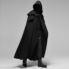Lucien - Eleganter Gothic-Mantel mit Kapuze – Schwarz