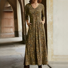 Sophie - Vintage-Kleid mit langen Ärmeln – Braun