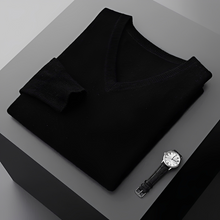 Walter - Bequemer V-Pullover – Schwarz