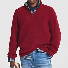 Constantine - Warmer Pullover mit halbem Zipper – Rot