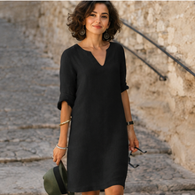 Guilaine - Elegantes und modernes Kleid mit V-Ausschnitt – Schwarz