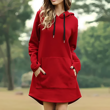Juris - Modisches Kurzes Kleid mit Kapuze – Rot