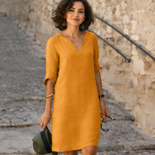 Guilaine - Elegantes und modernes Kleid mit V-Ausschnitt – Orange