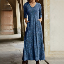 Sophie - Vintage-Kleid mit langen Ärmeln – Blau