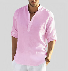 Andrew - Herren-Leinenhemd – Rosa