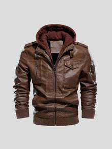 Edem – Lederjacke Mit Reißverschlusstaschen – Braun
