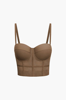 Andrea | Luftiges Mesh Bustier Korsett Top – Hellbraun