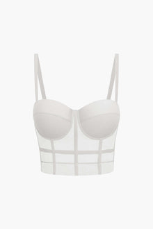 Andrea | Luftiges Mesh Bustier Korsett Top – Weiß