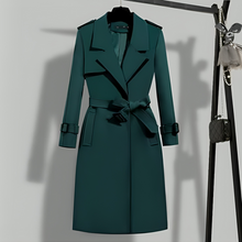 Eleganter Locker Trenchcoat mit Gürtel für Damen | Ideal für den Winter – Dunkelgrü