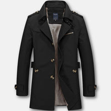 Klassischer Trenchcoat mit kariertem Futter für Männer – Schwarz