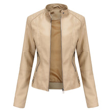 Kirsten | Damen Kunstleder-Bikerjacke mit Reißverschluss – Aprikose