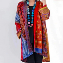 Hanna | Damen Locker geschnittene Boho-Strickjacke in Duster-Länge – Rot
