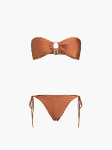 Kupferfarbenes Bikini-Set – Veganes Leder-Look Bademode – OrangeRot