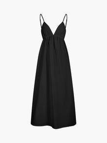 Maxi Sommerkleid aus Baumwolle mit offenem Rücken – Elegant & Luftig – Schwarz