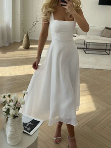 Marie | Elegantes A-Linie Midikleid – Zeitlose Raffinesse – Weiß