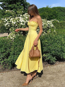 Anneliese | Romantisches Sommerkleid mit Bustier & A-Linie – Gelb