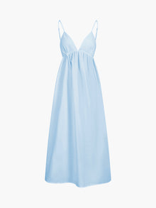 Maxi Sommerkleid aus Baumwolle mit offenem Rücken – Elegant & Luftig – Blau