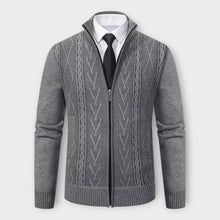 Liam - Elegante & Kaschmirgefütterte Herrenstrickjacke – Hellgrau