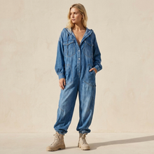 Estielle - Jeans Overall Mit Kapuze – Blau
