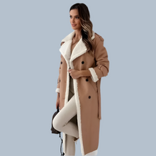Eleganter Mantel | Kunstleder & Teddyfutter | Stilvoll & Kuschelig – Khaki