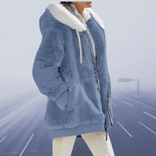 Damen Oversized Teddyjacke | Kuschelig & Warm | Wintermantel – Marineblau