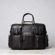 Herren Retro-Ledertasche - Geräumig und hochwertig aus Vollrindleder – Schwarz