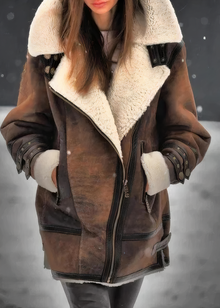 BRYNN - Kuschelige Winterjacke – Braun