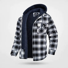 Herren Kariertes Muster Jacke mit Kapuze | Warme – Schwarz