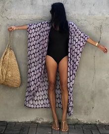 Resort Leinen Beach Kimono – Damen Leichter Strand‑Cover‑Up – Lila