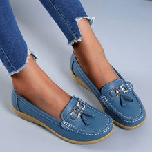 Bathshua - Leder Bequeme Schuhe – Hellblau