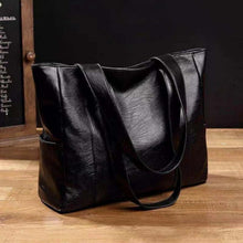 Luxuriöse Lederschultertasche – Schwarz
