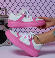 Damen Sneaker – Modische Turnschuhe im Farbmix mit Bequemer Sohle – Rosa