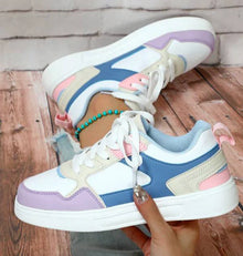 Damen Sneaker – Modische Turnschuhe im Farbmix mit Bequemer Sohle – Regenbogen 3