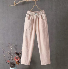 MARIKA - Leinenhose mit elastischer Taille – Rosa