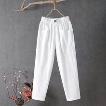 MARIKA - Leinenhose mit elastischer Taille – Weiß