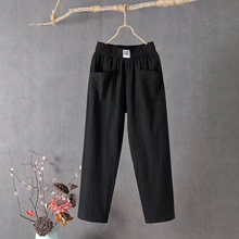 MARIKA - Leinenhose mit elastischer Taille – Schwarz