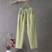 MARIKA - Leinenhose mit elastischer Taille – Grün