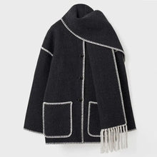 Brynora | Stilvolle Winterjacke mit integriertem Schal – Schwarz und weiß