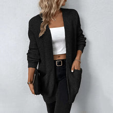 Cardigan mit Taschen | Offener Schnitt | Grobstrick-Design – Schwarz