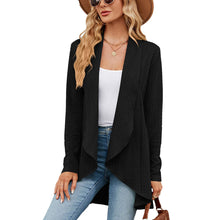 Strick-Cardigan mit Struktur | Wasserfallkragen | Leicht und Elegant – Schwarz